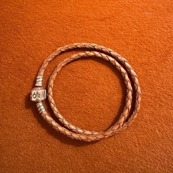 Pandora authentic Brown Leather Double Braided Bracelet 13.8” - Picture 3 of 6